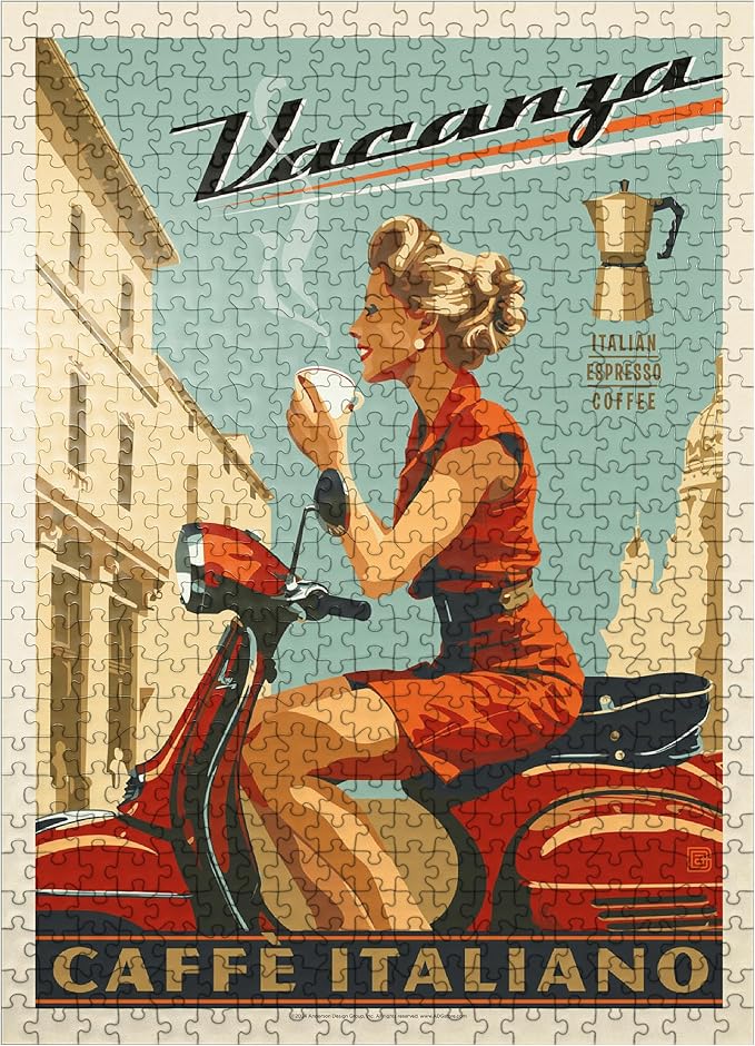MyPuzzle Vacanza Italiana Coffee, Vintage Poster - Premium 500 Piece Jigsaw Puzzle for Adults