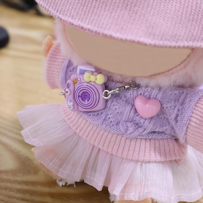 Clothes for LABUBU 17cm Dolls(No Doll -5 Set Outfit 17cm Doll Clothes for Labooboo ,Clothes Set for LABUBU Dress Up,Labubu Accessories with Camera