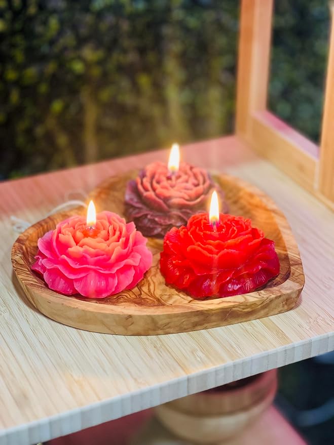 Peony Flower Shaped Candle with Scent, Soy Wax Blend Aromatherapy Candle, Gift Candle, Gifts for Women, Candles for spa, Stress Relief, Meditation, Wedding, Home Decor, Relaxing Atmosphere, (Yellow)