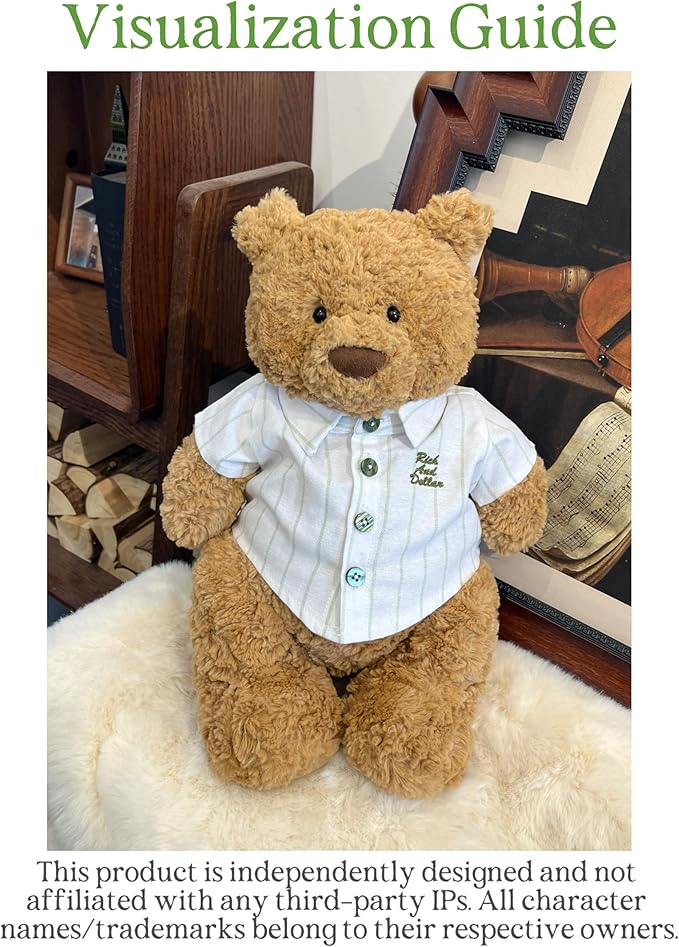9-12''/30cm Stuffed Animal Doll Clothes Striped Shirt & White Overalls Set for Bashful Bunny and Teddybear(NO Doll)