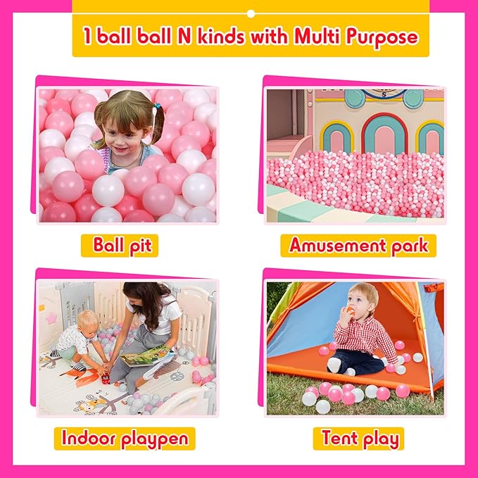 100 Ball Pit Balls for Kids, Plastic Balls for Ball Pit, Play Balls for Toddlers Babies, Ideal for Ball Pit, Kiddies Pool, Indoor Playpen