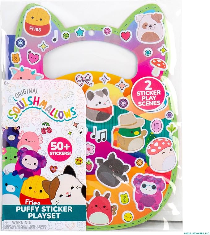 Original Squishmallows Puffy Sticker Playset, Over 30 Reusable Stickers
