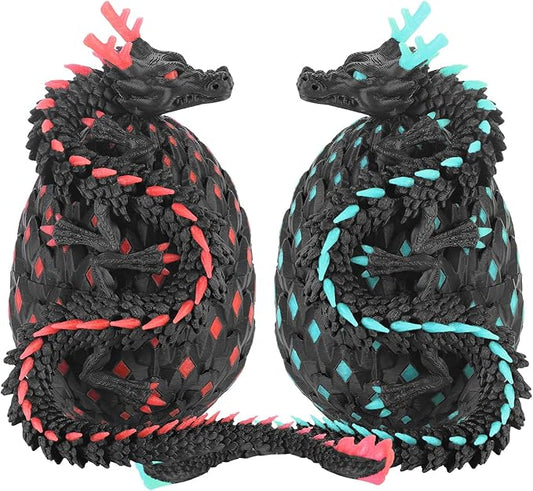 12-inch 3D Printed Dragon Eggs, Glow in The Dark Fidget Toys for Kids & Adults, for Home Office Desk Decor (Blue + Pink, Pcs, 2)