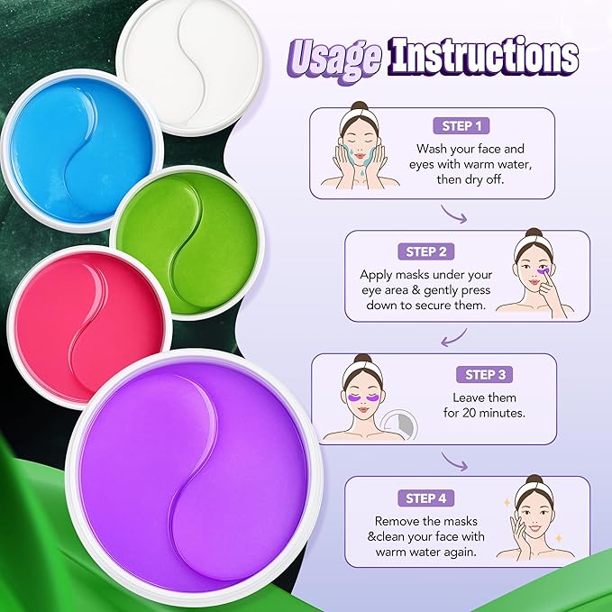 NAZANO Under Eye Patches - 60 Pack for Puffy Eyes, Dark Circles, Bags & Wrinkles with Hydrolyzed Collagen & Hyaluronic Acid - Eye Care Pads for Daily Skincare (Purple)