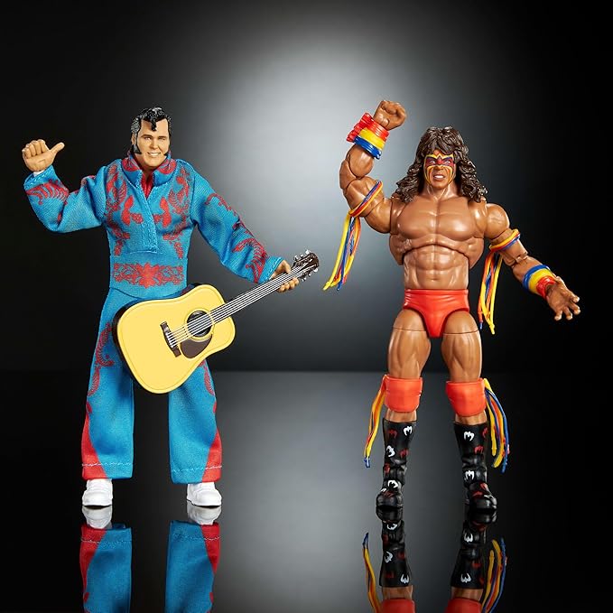 Mattel WWE Coliseum Collection Action Figure 2-Pack, Set with Ultimate Warrior & Honky Tonk Man 6-inch Collectibles & Accessories Including Swappable Parts