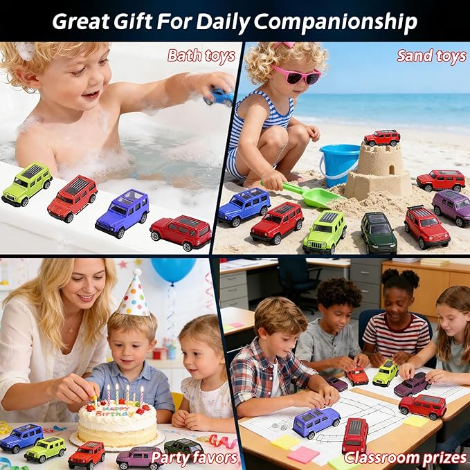 Color Changing Cars Bath Toys for Kids Ages 3 and Up 6Pcs 1：60 Pull Back Cars Model, Change Color in Water Above 35 Degrees Celsius