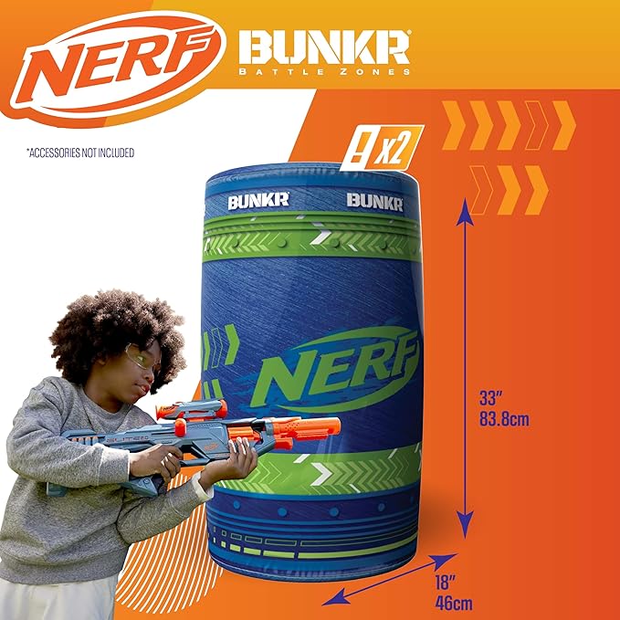 BUNKR Battle Zones NERF NERF Stadium Pack – 9-Piece Inflatable Barricade Shield Bunker Set for War, Laser Tag, Foam Dart Blasters, Gel Blasters, Water Blasters & Outdoor Battle Play