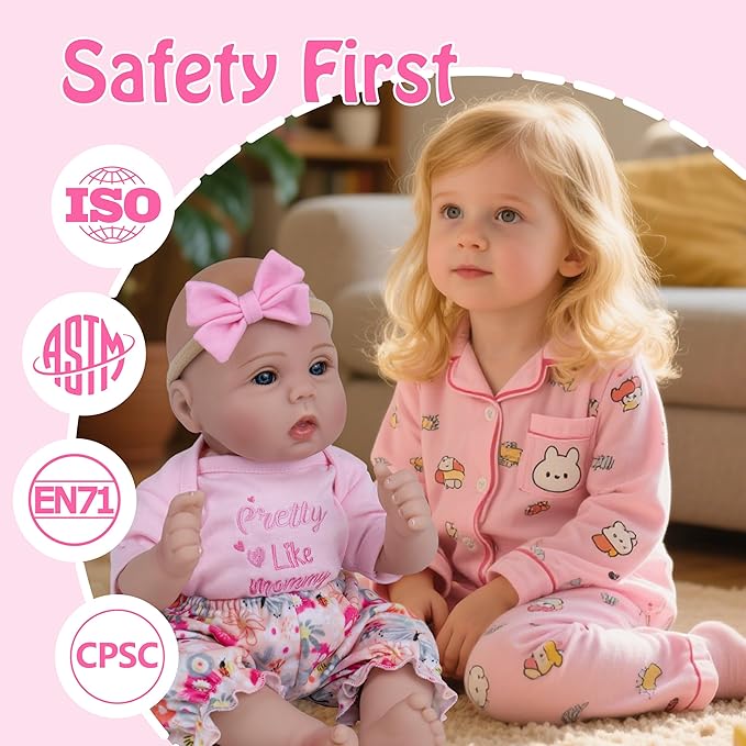 Milidool Lifelike Reborn Baby Dolls Girl - Realistic 18-Inch Newborn Baby Doll, Nice Gift for Kids Age 3+, Parents-to-be, Grandparents,Pink Clothes