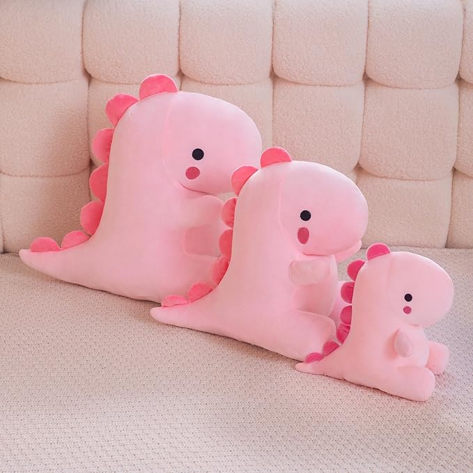 Plush Dinosaur Stuffed Animal, Cute Toys Anime Dinosaur Soft Throw Pillow Gift for Children Boys Girls Pink 14 inch