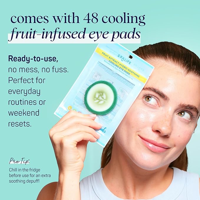 SpaLife Cooling Cucumber Eye Pads | Korean Dark Circles & Puffy Eyes Treatment | Nourishing Cucumber Eye Pads | Eye Mask for Puffy Eyes Daily Depuffing Eye Patches | 4 Packs of 12
