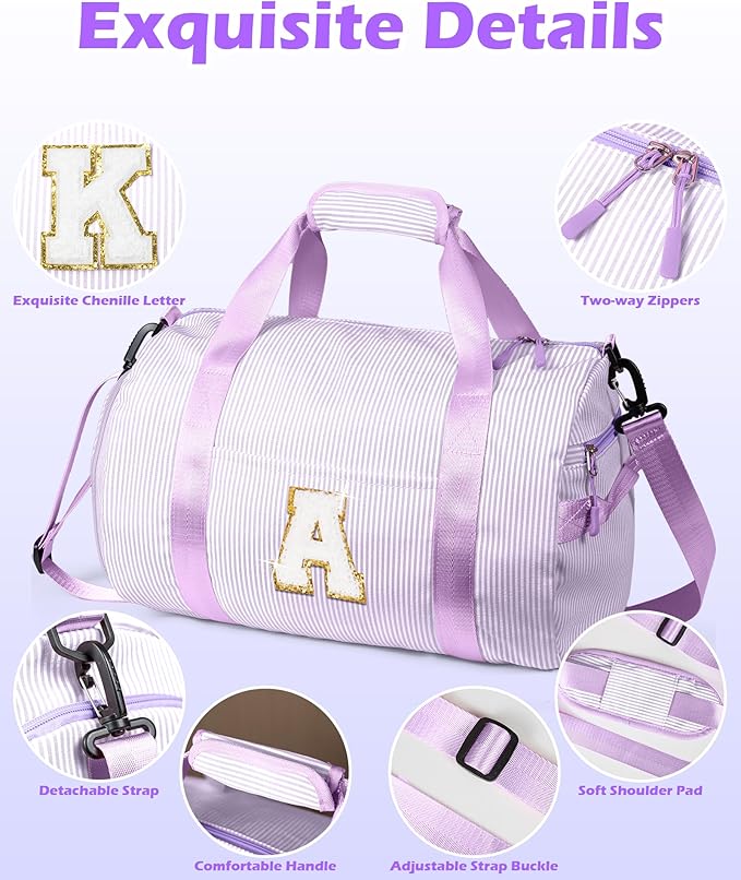 Birthday Gift for Tween, Girls Travel Duffle Bag, Kids Initial Overnight Duffel Bags with Shoe Compartment, Personalized Dance Bag with Cosmetic Pouch, Teen Gifts Trendy Stuff (Letter B)