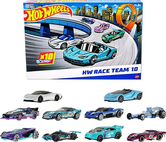 Hot Wheels 10-Pack of Toy Race Cars, Includes 1:64 Scale Corvette, Lamborghini, McLaren & Hot Wheels Originals (Amazon Exclusive)