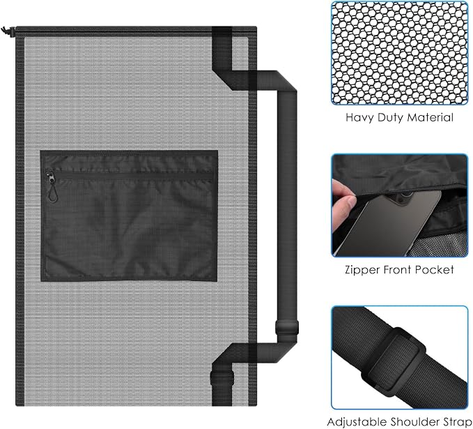 BROTOU Drawstring Backpack Gym String Bag with Pocket for Men Women Heavy Duty Mesh Bag Sport Equipment Bag for Swimming Yoga Beach Laundry