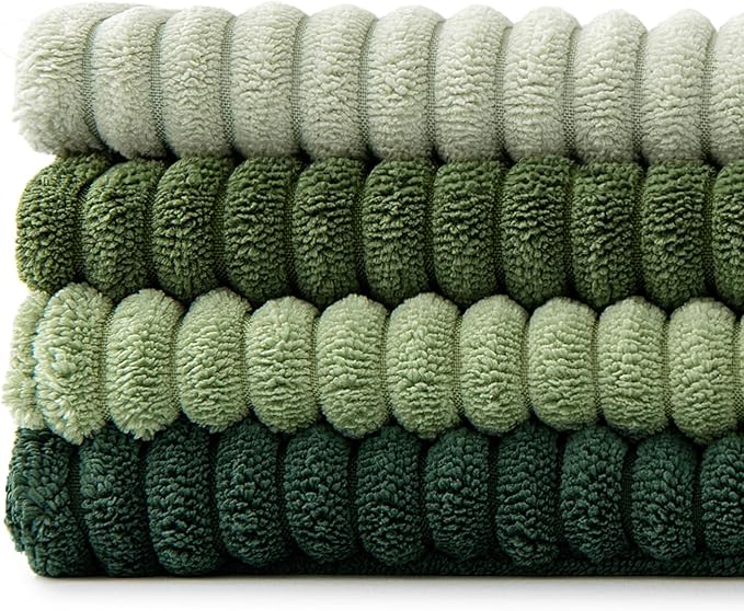 MIULEE Spring Green Decorative Throw Pillow Covers 22x22 Inch Set of 4 Boho Farmhouse Cushion Covers Mordern Nordic Pillow Cases Soft Corduroy Gradient Home Decor for Couch Sofa Living Room Bed