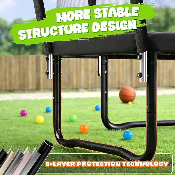 JELENS Trampoline 8FT 10FT 12FT 14FT 15FT 16FT, Recreational Trampolines with Enclosure Net, Outdoor Anti-Rust Trampolines for Kids and Adults, ASTM Approved