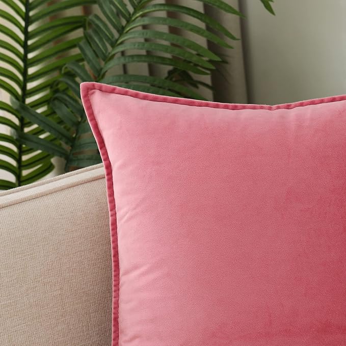 JIAHANNHA Velvet Pink Throw Pillow Covers 12”x20”Pack of 2 Soft Decorative | Square Cushion Covers for Couch Sofa Bed Livingroom Car Home Decor,30x50Cm