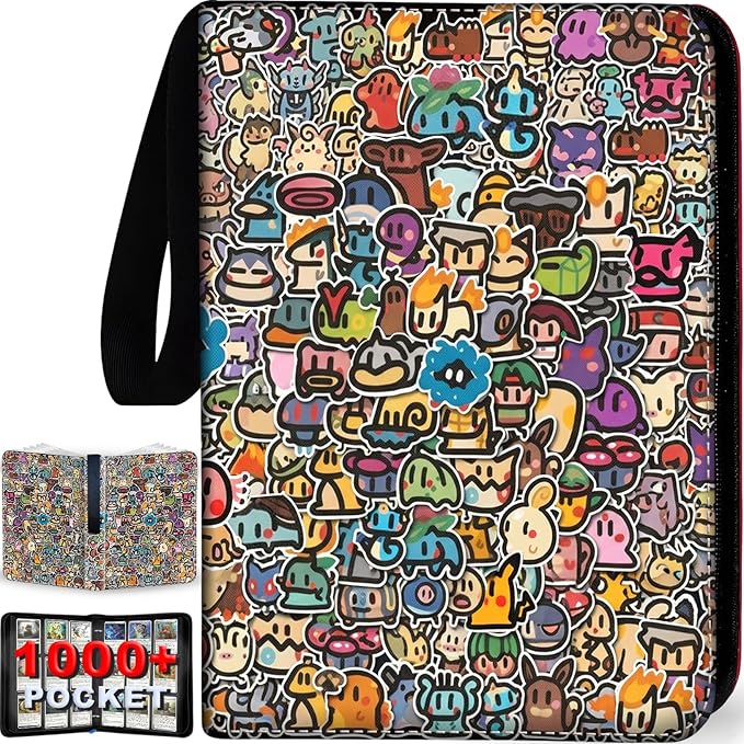 1008 Card Binder 9 Pocket, 3-Ring Trading Card Binder with 56 Page Removable Sleeves, High Storage Waterproof Trading Card Holder Collection Card Album Organizer Case for TCG Cards