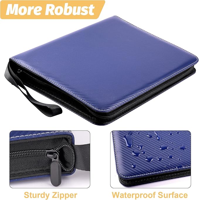 GERMUN 9 Pocket Card Binder, Premium Zip Trading Card Binder, 720 Double Sided Pocket PU Card Collection Binder, Collector Card Album, Card Folder for MTG, TCG, Sports Cards, Game Cards (Blue)