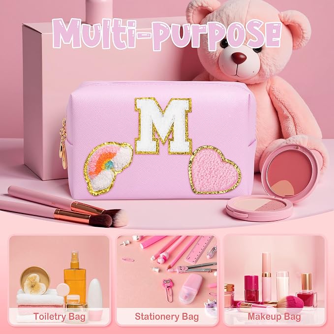 Elilier Birthday Gifts for Kids 4 5 6 7 8 9 10 11 12 year Old, Girl gifts Skin Care, Letter Pouch Cosmetic Toiletry Bag, Personalized Gift for Girl, Gift Bags