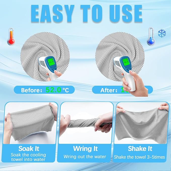 SOYOK 4 Packs Cooling Towels, 40" x 12" Microfiber Cooling Towels for Neck and Face, Soft Breathable for Working Out with Waterproof Bag & Carabiner, Suit for Running, Yoga, Climb, Travel