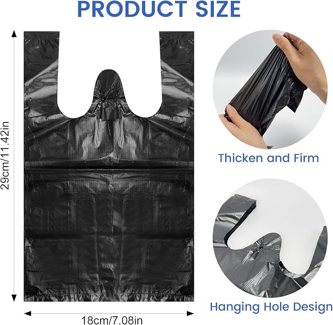 Personal Disposal Sanitary Napkin Bags, Black Little Waste Bags, 500 Pack, Disposable Plastic Trash Bags with Handles for Feminine Tampons Hygiene Products