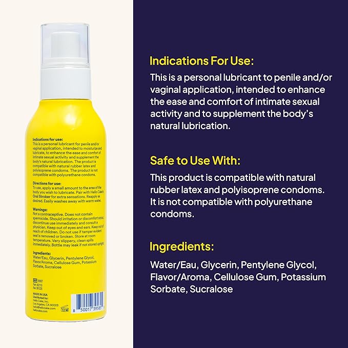 Hello Cake Vanilla Chai Flavored Lube - Sugar-Free Water-Based Personal Lubricant for Men, Women, and Couples, 3.3 fl oz