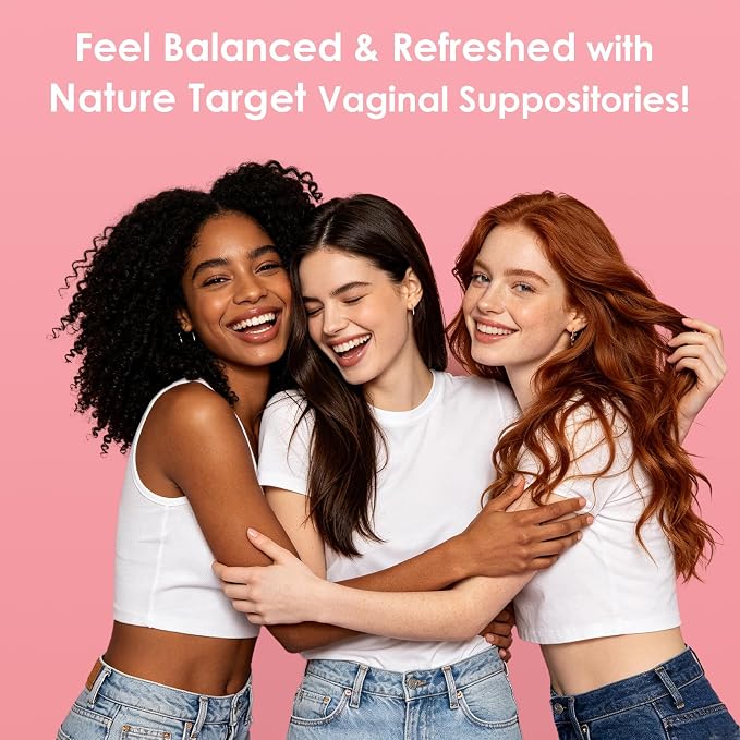 NATURE TARGET Vaginal Probiotics Suppositories for Women, 30 Count | Balances Vaginal PH, Eliminates Unpleasant Odor, Freshness Support, Relieves Irritation & Dryness, 100% Vegan, Paraben-Free