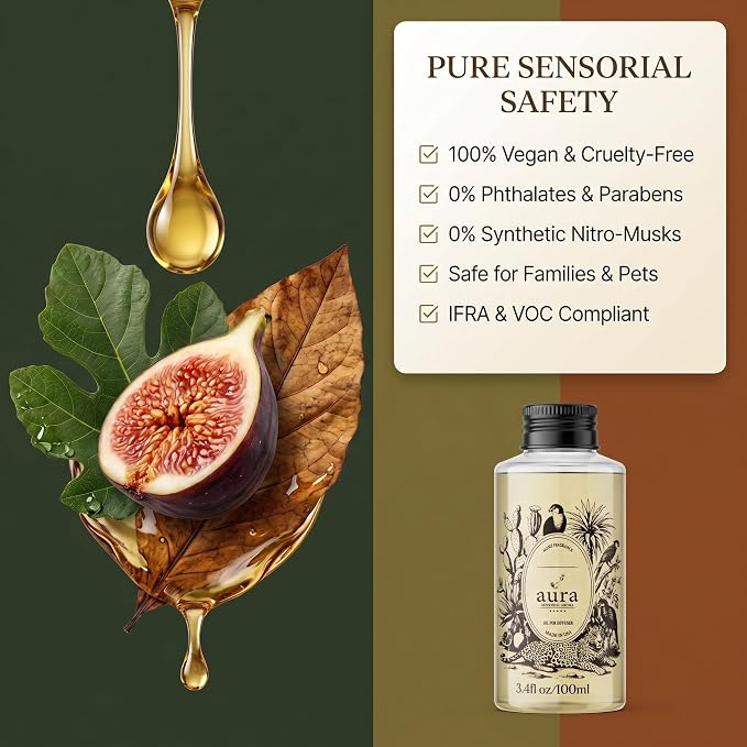 A U R A - Monaco Fragrance Oil for Waterless Scent Diffuser - Inspired by L.Labo-Noir | (3.4 fl oz, 100 ml) Pure Essential Oil Blends for Aromatherapy Diffuser & Hotel Collection Oil Diffuser