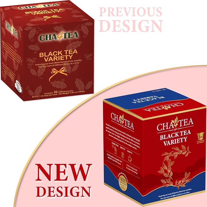 Cha4TEA 36-Count Assorted Black Tea Sampler for Keurig K-Cup Brewers (Black Tea, English Breakfast, Ginger tea, Earl Grey)