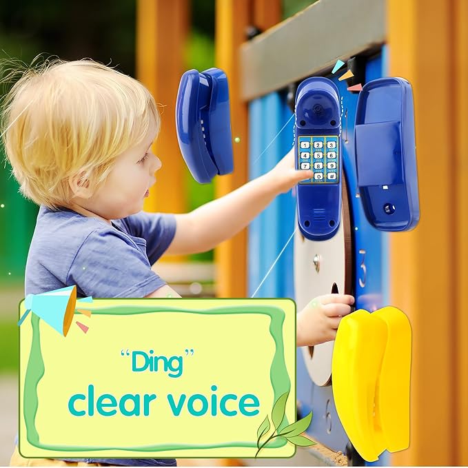 2 Pack Swingset Phone Toys Playground Swing Set Telephone Plastic Pretend Play Telephone with Numeric Key for Kids Outdoor Playground Treehouse Accessories (Yellow, Blue)