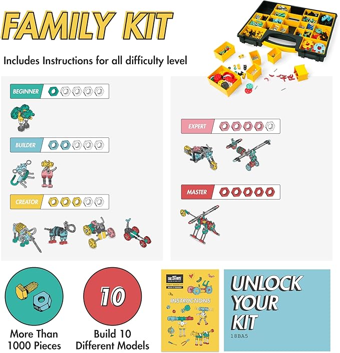 The Off Bits Educational STEM Toys for 6+: Robot Toy Building Sets, 3-in-1 Engineering Kit for Boys and Girls, Build Your Own STEM Building Toys with Endless Possibilities (Family Kit)