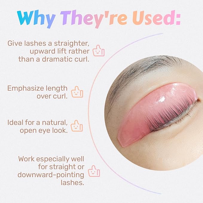 Flat Lash Lift Shields Glueless Ultra Thin Silicone Pads for Perming Lotion No.1, Lash Softening Shields for Easy Korean Eyelash Lift (Colorful)