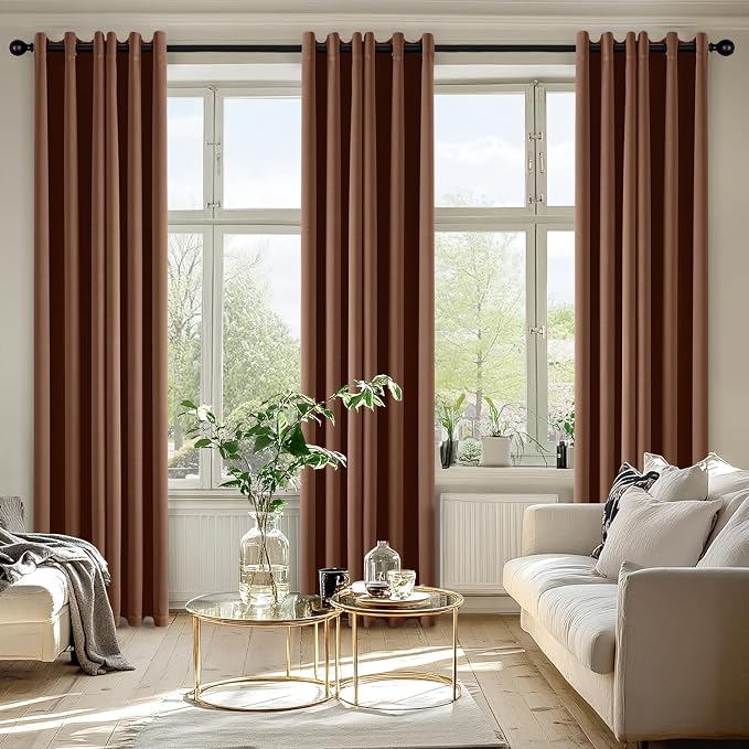 MIULEE Blackout Curtains for Bedroom 2 Panels 40 x 84 Inch Long Mocha Brown | Thermal Insulated, Living Room Darkening Grommet Drapes, Noise Reducing, Light Blocking Window Treatments