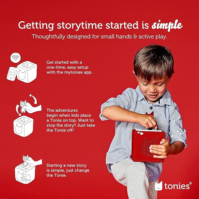 Toniebox 1 Audio Player Starter Set with Playtime Puppy - Listen, Learn, and Play with One Huggable Little Box - Red