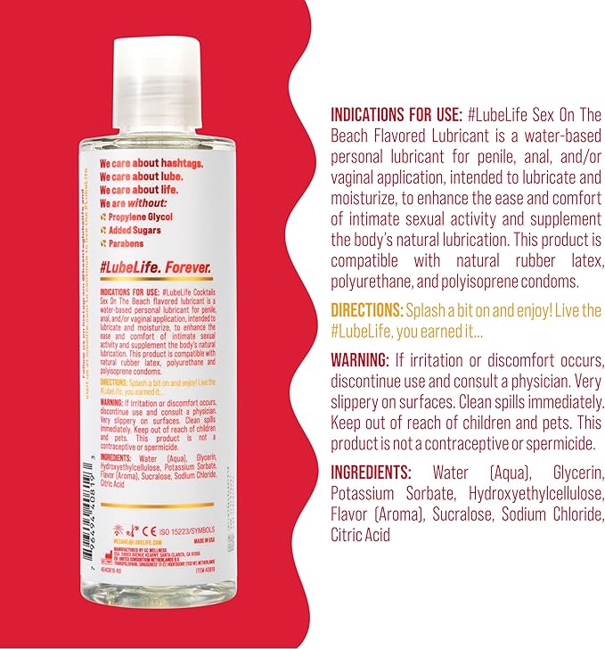 LUBELIFE Water-Based Fun On The Beach Flavored Lubricant, Personal Lube for Men, Women and Couples, Made Without Added Sugar, 8 Fl Oz