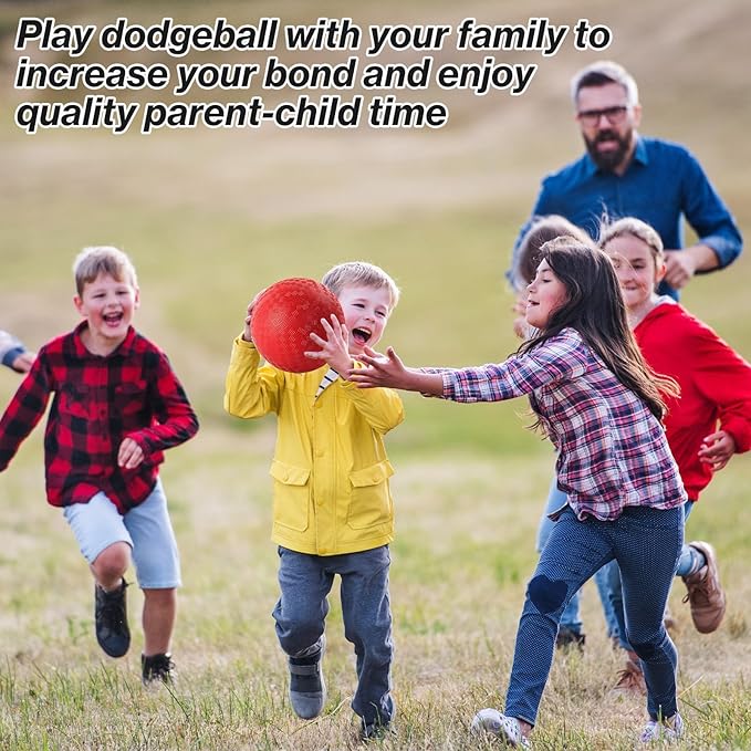 6 Pcs Dodgeballs 8.5 Inch Playground Ball Red Kickball Inflatable Rubber Handball Bouncy Dodge Ball with 1 Hand Pump for Outdoors Ball Games Gym Camps Picnic (Needle is at The Top of The Pump)