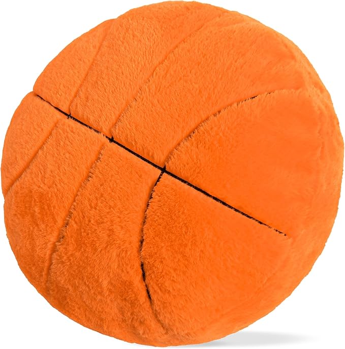 Wepop 18in Fluffy Basketball Plush Pillow, Soft Basketball Pillows, Sports Ball Plush Pillow Stuffed Toy Room Decoration and Gifts for Kids, Boys, Girls, Basketball Fans