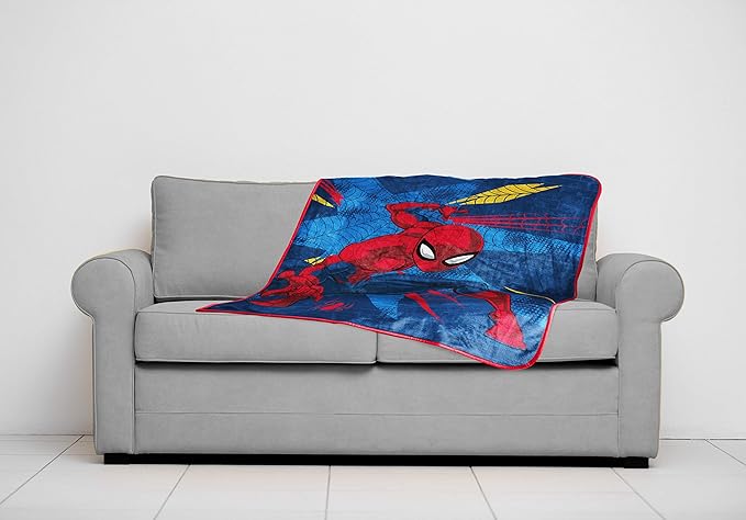 Jay Franco Marvel Spiderman Plush Throw Blanket 46" x 60" Soft & Cozy Fleece Kids Blanket for Boys, Lightweight, Officially Licensed, Machine Washable, Blue
