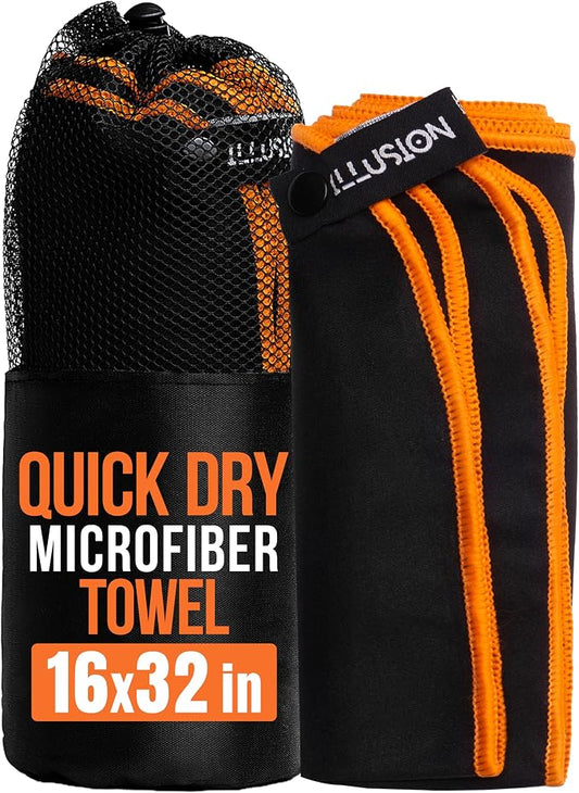 illusion Small Microfiber Gym Towels for Men and Women Active Sports (32" L x 16''W)-Lightweight Quick Dry Gym Towel for Sweat-Workout Towels Ideal for Yoga, Camping, Running, and Outdoor Activities