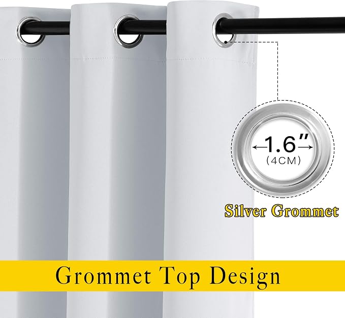 NICETOWN Room Darkening Curtain Panels - Home Fashion Ring Top Thermal Insulated Darkening Curtains for Bedroom/Living Room (2 Panels, 46" Wide by 90" Long, Greyish White)