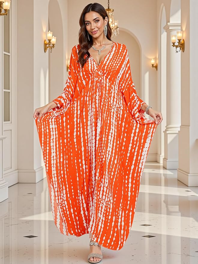 Mumu Dresses for Women Plus Size, Bohemian Kaftan Beach Cover Up Long Maxi Nightgown Soft Loungewear