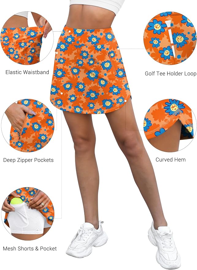 LouKeith Golf Skirts for Women Tennis Skirt with Zipper Pockets High Waisted Running Casual Athletic Skorts Built-in Shorts