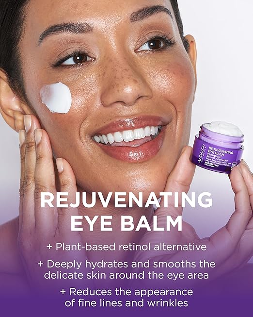 Andalou Naturals Age Defying Rejuvenating Eye Balm - Plant-Based Retinol Alternative - Gentle, Hydrating Eye Cream With Bakuchiol to Help Reduce Appearance of Wrinkles - 0.45 Oz