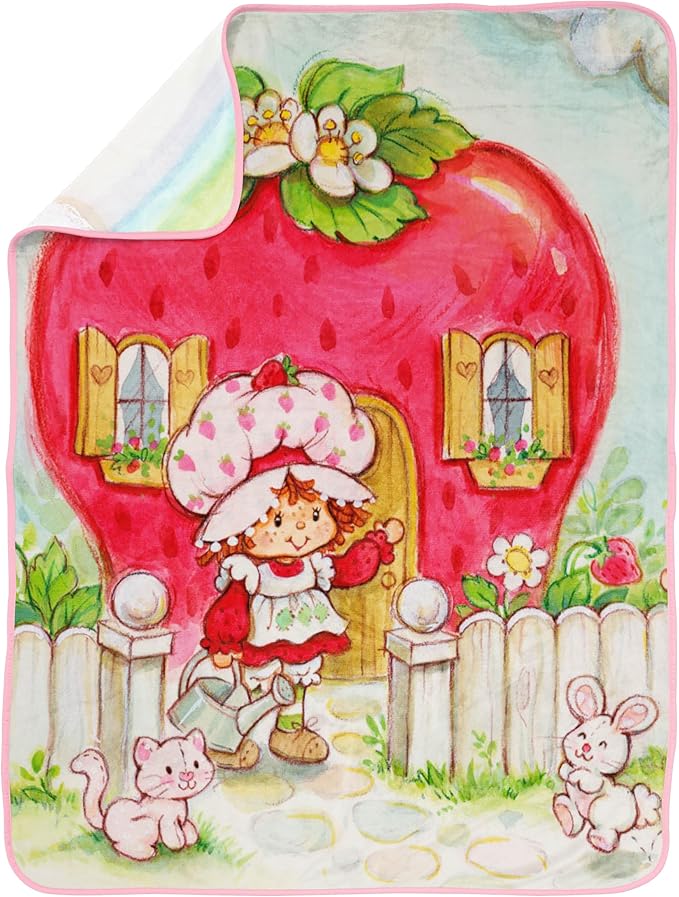 Jay Franco Kids Plush Throw Blanket – Soft & Comfy Throw for Couch or Bed – Cozy Home Décor for Living Room & Bedroom, Multi - Strawberry Shortcake, 46x60 - Throw Blanket
