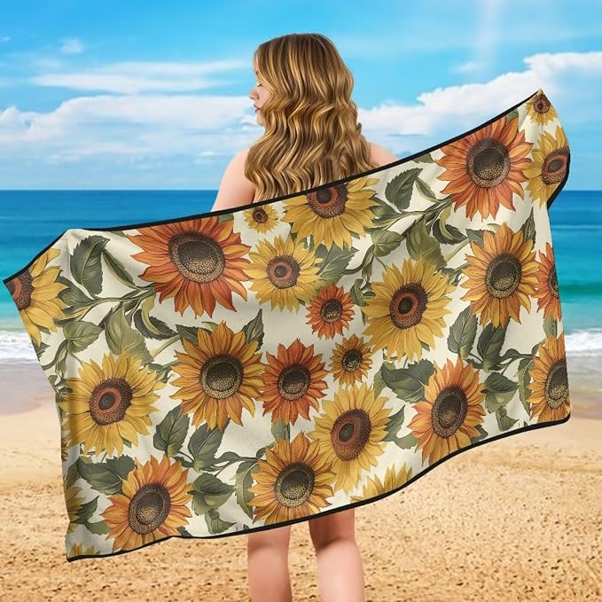INSTANTARTS Sunflower Car Seat Cover Protector Sweat Towel Multi-Functional Car Towel Quick-Dry Car Seat Cover