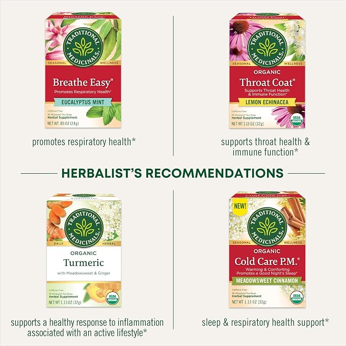 Traditional Medicinals Tea, Organic Echinacea Plus Elderberry, Boosts the Immune System, 16 Tea Bags
