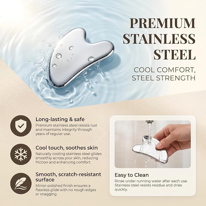 4 in 1 Muscle Scraper Tool Set, IASTM Massage Tools with Storage Case, Gua Sha Scraping Tool for Myofascial Release, Muscle Recovery, Body Massage (4PC Stainless Steel)