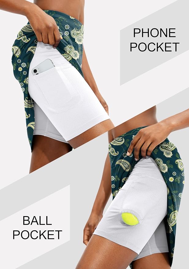 Women's 20" Knee Length Skorts Skirts UPF50+ Athletic Tennis Golf Skirt for Women Casual Summer Skirts