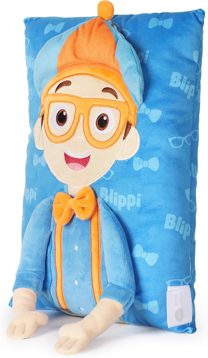 Jay Franco Snuggle Pillow – 15 Inch Kids Ultra-Soft Stuffed Plushie & Cozy Throw Pillow, Official Licensed Character Cushion, Blue - Blippi