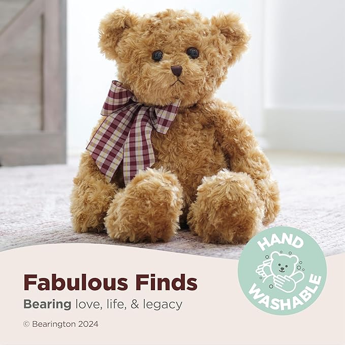 Bearington Collection Wuggles Vintage Teddy Bear Plush 18-Inch Stuffed Animal for Baby - Stuffed Teddy Bear Plushies